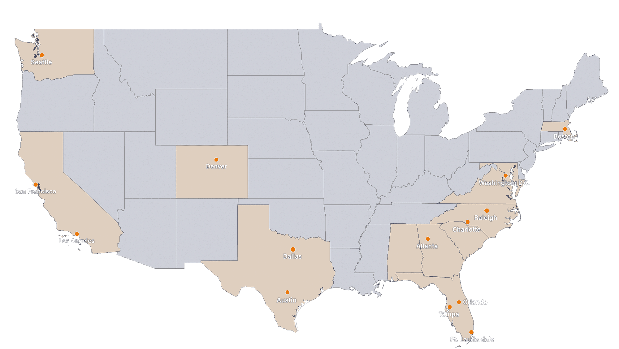 US map of Bell Partners markets