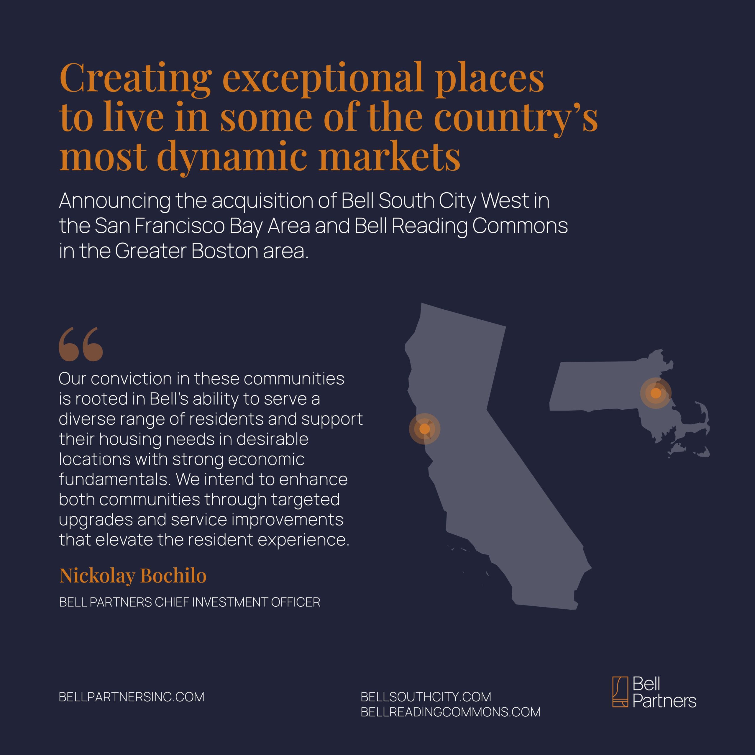 Bell Partners Acquires Apartment Communities in San Francisco and Greater Boston Area